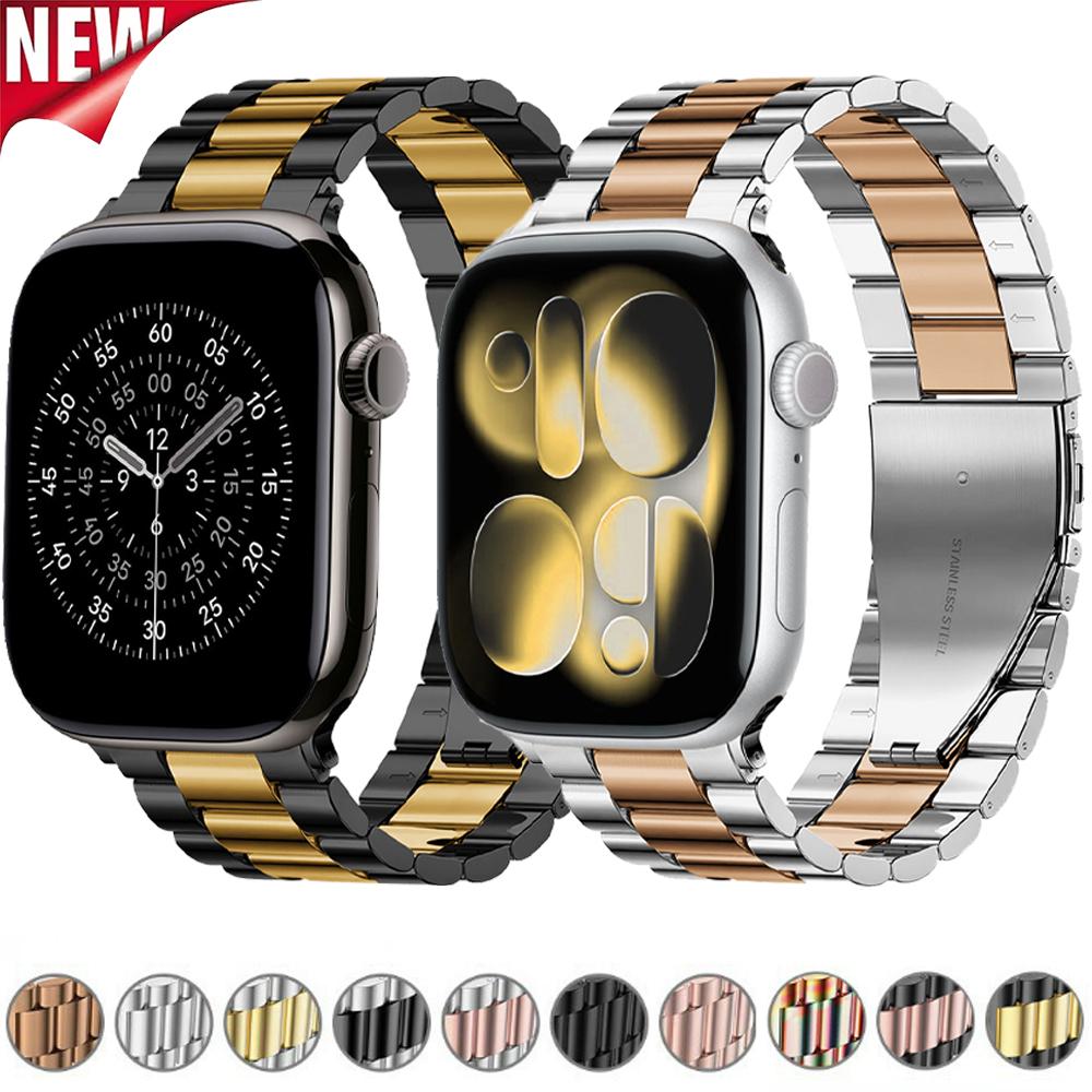 Металлический ремешок для Apple Watch 46мм 42мм 45мм 44мм 40 41мм Ultra 3 2 1 49мм Модный браслет iWatch Серии 11 10 9 8 7 6 5 SE3