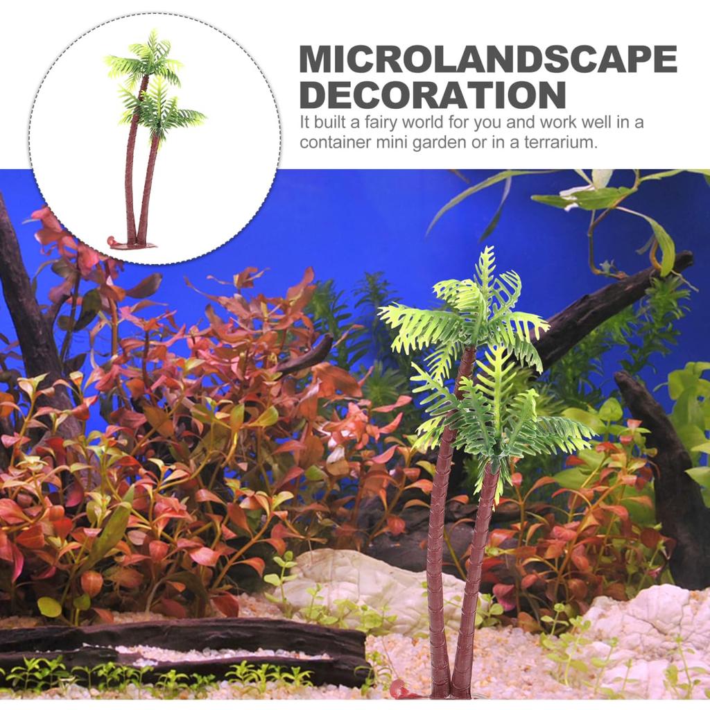 EXCEART Miniature Palm Tree Artificial Plant Coconut Tree Diorama Aquarium Terrarium Decoration