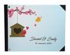 Darling Souvenir Blue Tree & Love Birds Cage Printed Wedding Guest Book Hardbound Cover Sign In Book Registry Scrapbook-7 X 9