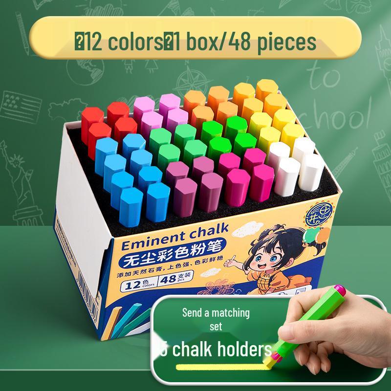 Dust-Free Bright Color Chalk for Kids - Keeps Hands Clean, Ideal for Teachers and Home Use.