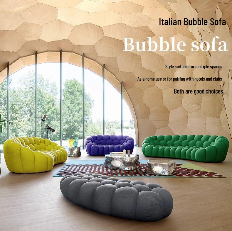 Roche Bobois Italian Modern Minimalist Bubble Sofa - Curved, Luxurious, Designer Piece for Living Room.