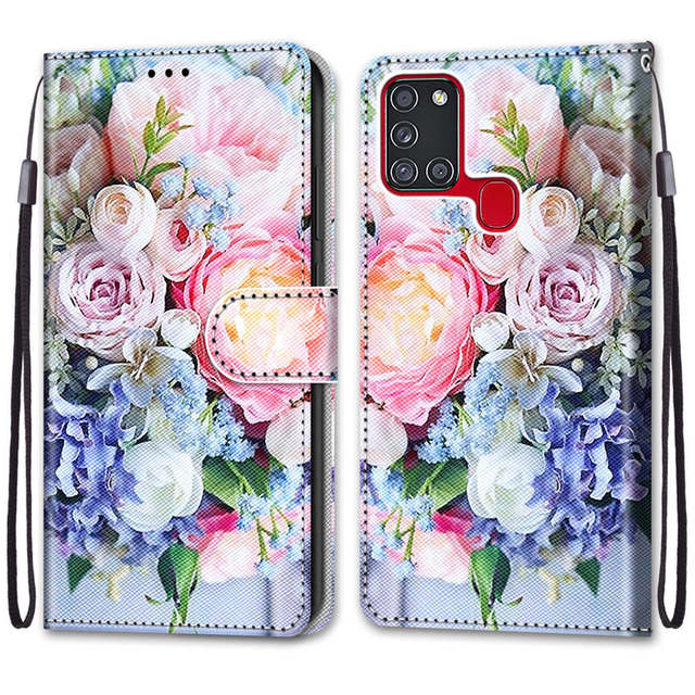 Кожаный чехол-кошелек с магнитом A21 S для Samsung Galaxy A21s A 21s, флип-чехол Etui, чехол для телефона с милым котом и собакой, женский чехол Carcasa