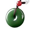Natural Green Jade Safety Buckle Pendant Chinese Necklace Hand -Carved Fine Charm Jewelry Fashion Amulet For Men Women Gift