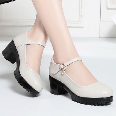 Туфли из натуральной кожи, женские туфли-лодочки с круглым носком, женские туфли на высоком каблуке, нескользящие, с удобной пряжкой, черные, размер 35-41