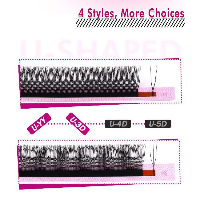 New Arrival U Shape YY Eyelashes Extensions 3DW U5DW Lashes Extension Premade Volume Fans False Eyelashes U Shape W Bloom Lashes