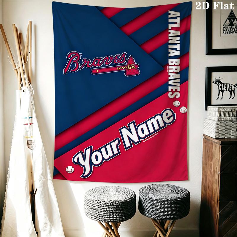 Name Custom Atlanta Braves Wall Tapestry Aesthetic Wall Hanging Printed Fabric Blanket Decorative Tapestries for Bedroom Living Room Home Decor