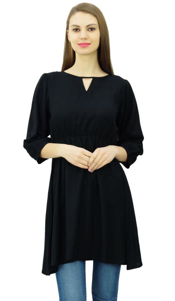 Phagun Women Tunic Top Short Kurti Elastic Waist Indian Ethnic Blouse