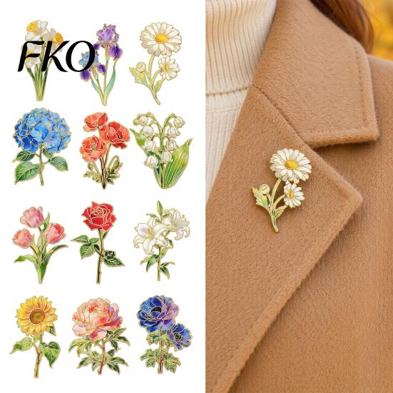 Smooth Edge Brooch Pin, Enamel Flower Design with Edges, Long-lasting Lightweight Zinc Alloy Badge for Jackets Scarves Bags Gift Exquisite Shape
