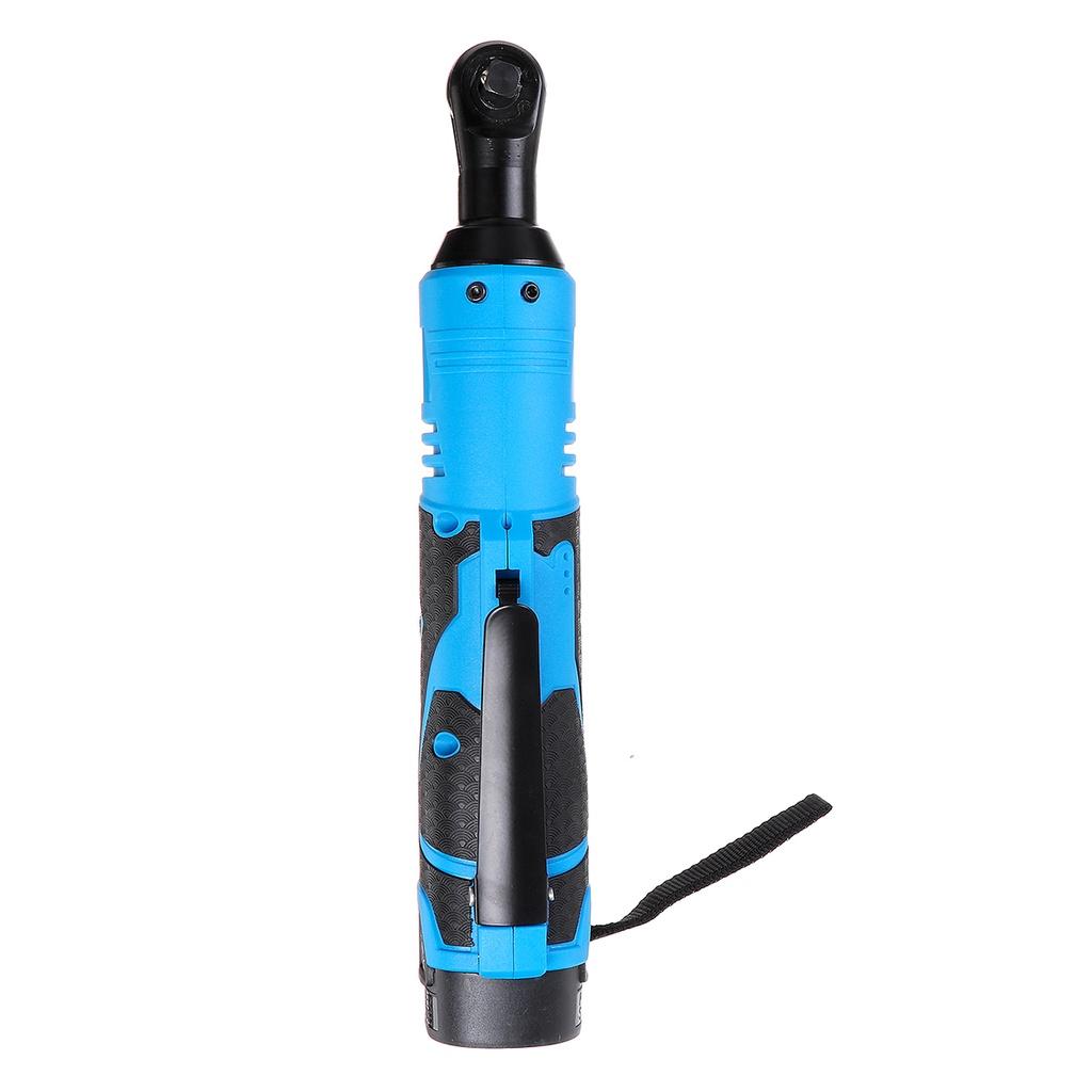 Blue 100N.m Electric Wrench Cordless Ratchet Rechargeable Scaffolding Right Angle Wrench with 2 Battery Charger Power Tool 18V 3/8Inches