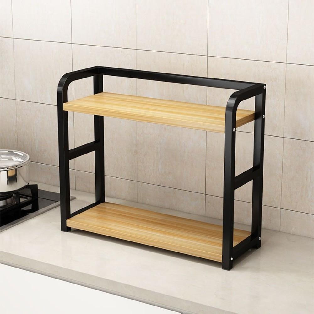 Large Capacity Metal Countertop Shelf 2-Layers Kitchen Rack Seasoning Storage Shelf Kitchen Use