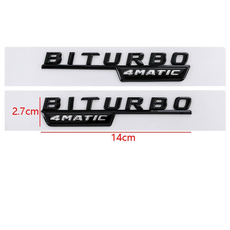 2Pcs 3D Biturbo 4matic Fender Badge Letter Emblem Sticker For Mercedes Benz C43 E43 GLC43 GLE43 Car Accessories AT1 b18