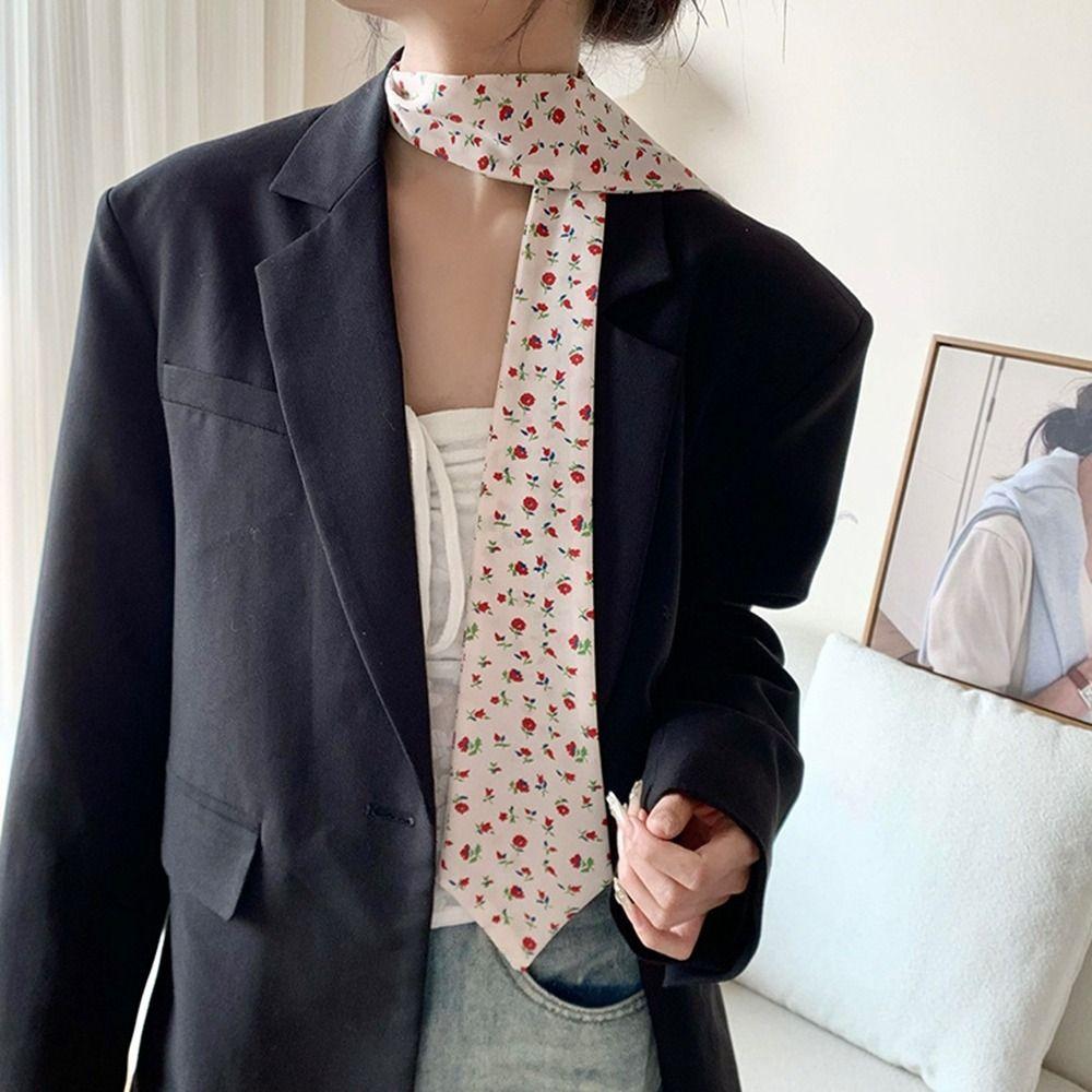 Leopard Print Polka Dot Scarf Printed Shirt Tie Elegant Floral Scarf Party
