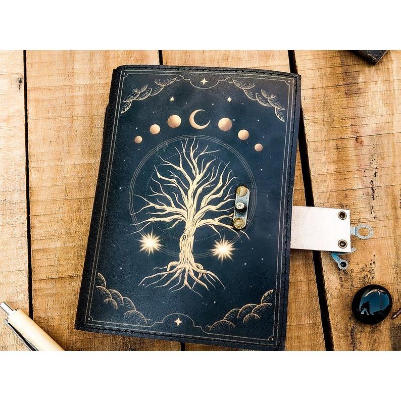 Leather Journal Tree of Life - Genuine Leather Notebooks For Women - Beautiful Journal For Sketches Book Traveling Book Blank Spell Book
