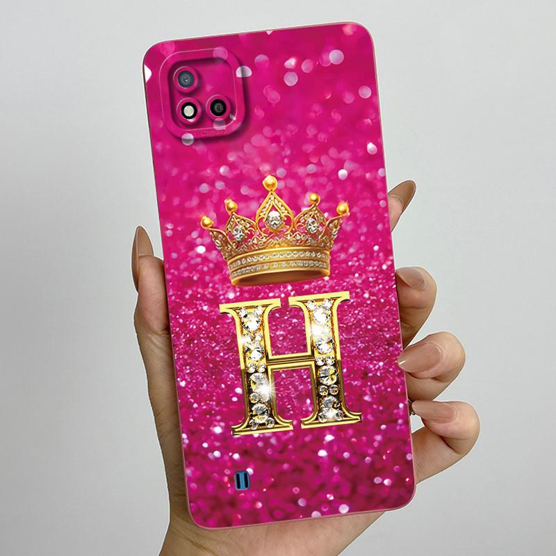 Для Realme C11 2021 RMX3231 C20 Чехол Корона Буква Жидкий Силикон Мягкие Чехлы для Телефона Для RealmeC20 C20A Полная Защита Задняя Крышка