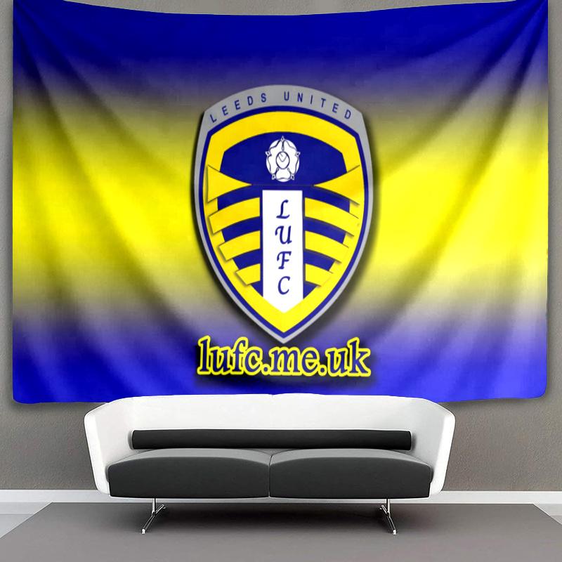 Leeds United Crest LegacyPrinted Tapestry, Fabric Tapestry Wall Hanging Decoration for Bedroom, Living Room, Dorm Room Home Party Fan Gifts