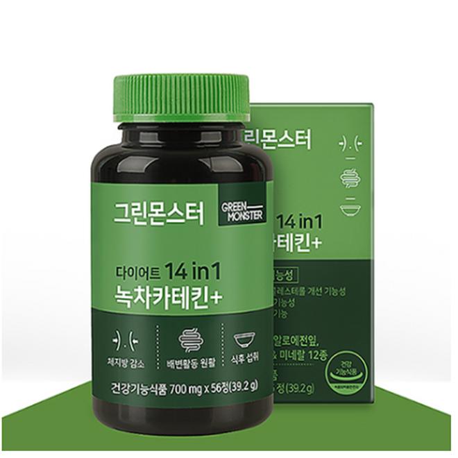 (Сделано в Корее) Green Monster Diet 14in1 Green Tea Catechin Plus (56 капсул)