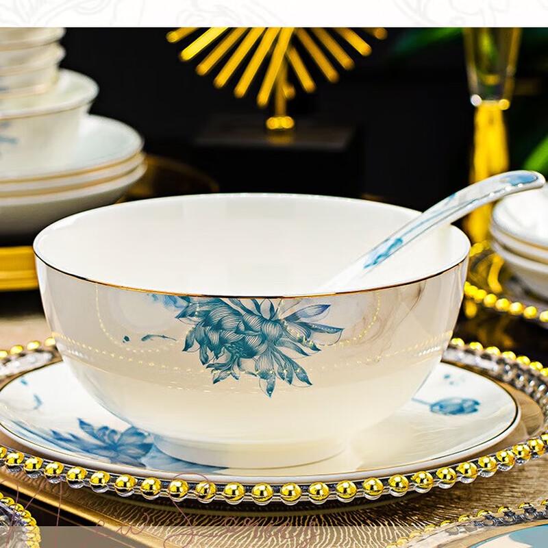 Керамический столовый сервиз Linpan Blue Lotus на 56 предметов