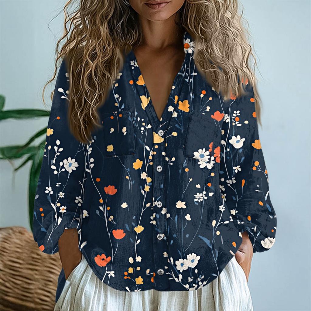 Женские хлопковые льняные топы с длинными рукавами, свободные футболки с V-образным вырезом в стиле бохо, винтажные блузки