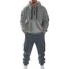 Мужской однотонный повседневный костюм, свободная спортивная толстовка с капюшоном и карманами, комбинезон с несколькими карманами