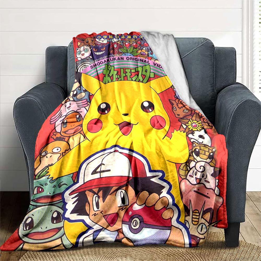 Pikachu Adventure Quest Flannel Blanket Super Soft Warm Cozy Blanket For Sofa Bed Office Travel Allseason Home Decor Gift