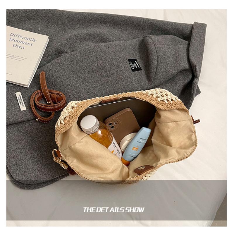 Праздничная плетеная сумка, женская летняя новая модная ажурная вязаная сумка через плечо, большая вместительная сумка для поездок на работу