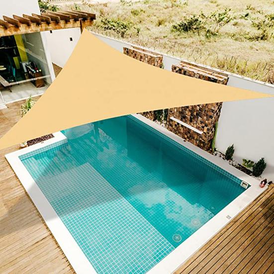 Уличный треугольный солнцезащитный парус с ветрозащитными тросами, навес, блокирующий УФ-излучение, проницаемый, дышащий, прочный, для террасы, заднего двора, патио