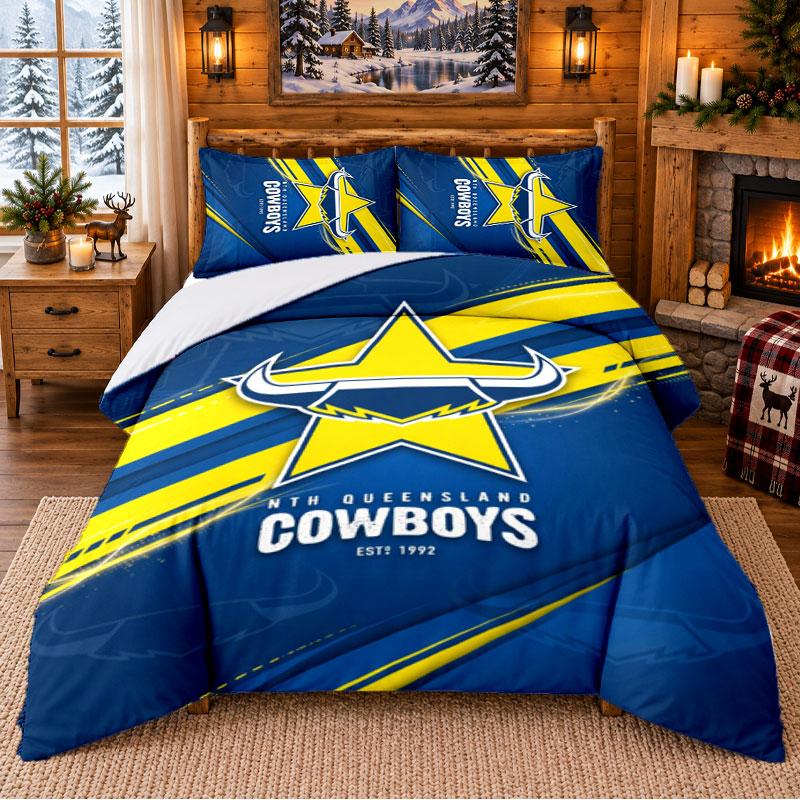 Printed 3Pcs Bedding Set North Queensland Cowboys Pattern Bed Sheet Pillowcase For Bedroom Decor