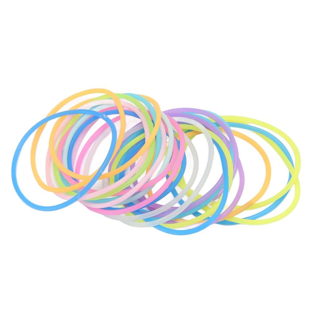 100pcs Gummy Rubbe Silicone Gel Bracelets Elastic Wristband Bracelet  For Girls Women