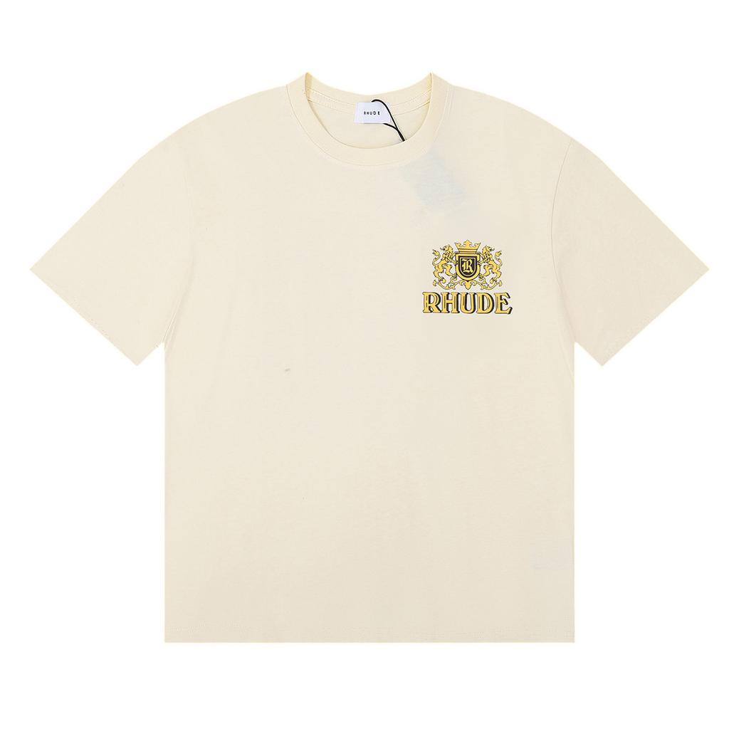 24SS cross-border European and American tide brand RHUDE micro-label letter wheat ear badge short-sleeved t-shirt men's and women's American high