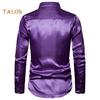 Men Solid Color Long Sleeve Shiny Sequins Buttons Stage Business Nightchlub Shirt