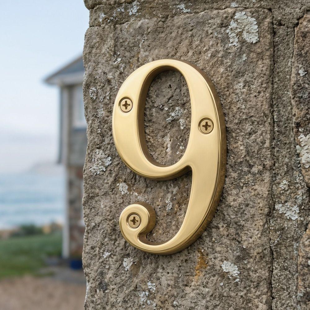 Solid Brass Metal Address Sign 4 Inch Apartment Door Number Mailbox Address Sign Outdoor Use