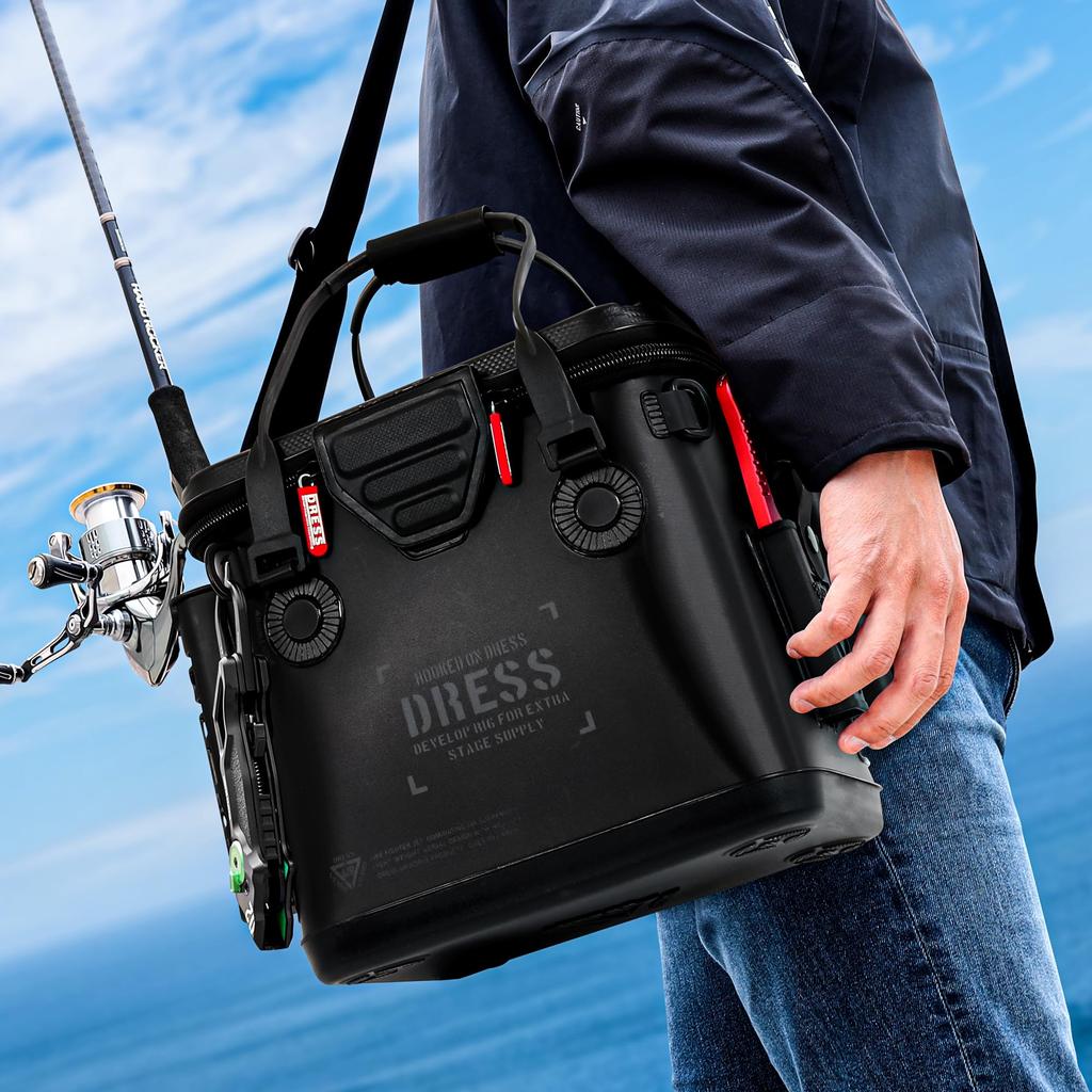 DRESS Bakkan Mini Mesh Stealth Black 17L Rod Holder EVA Multifunctional Fishing Fishing Gear Fishing Case Disaster Prevention Storage Container Tackle