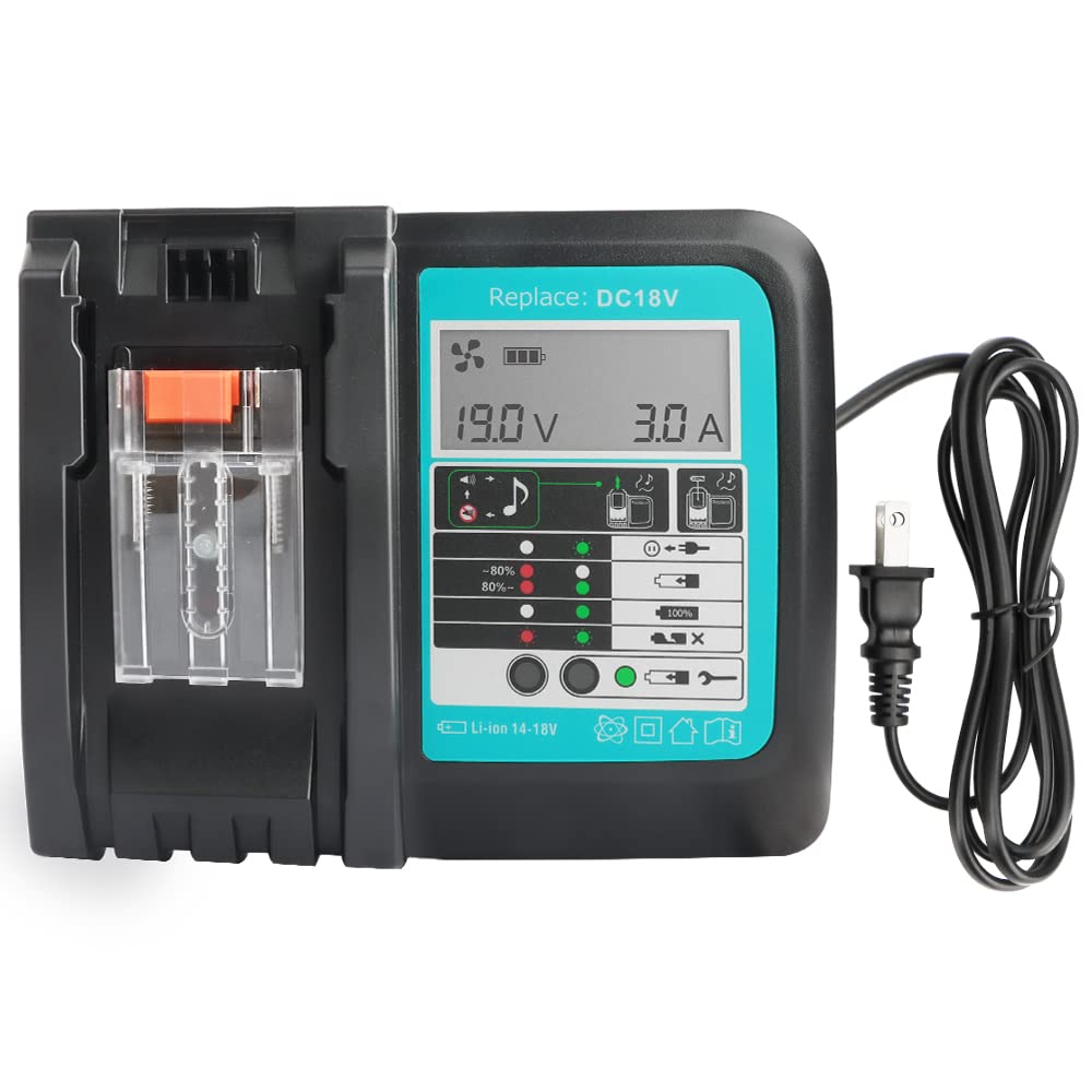 Waitley DC18V Makita Compatible with LCD Clear At a Safe Cooling Charging Completion Compatible with 1830 1430 Lithium Ion Continuous Charging PSE