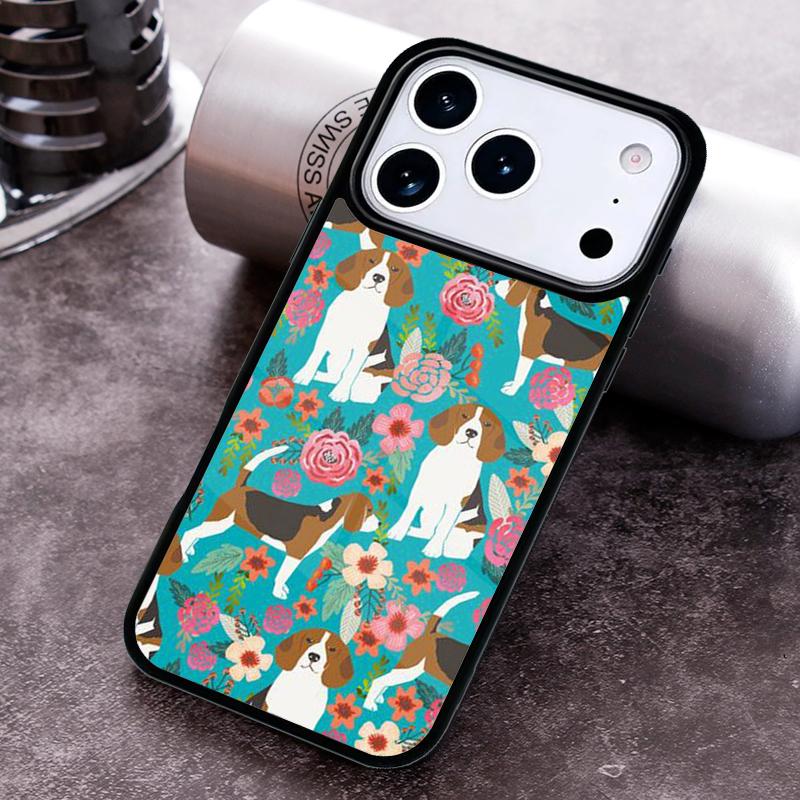 Чехол для телефона с рисунком Бигля и цветами Для iPhone 17 16 15 14 13 12 11 Pro Max Plus 17Air Мягкий силиконовый чехол