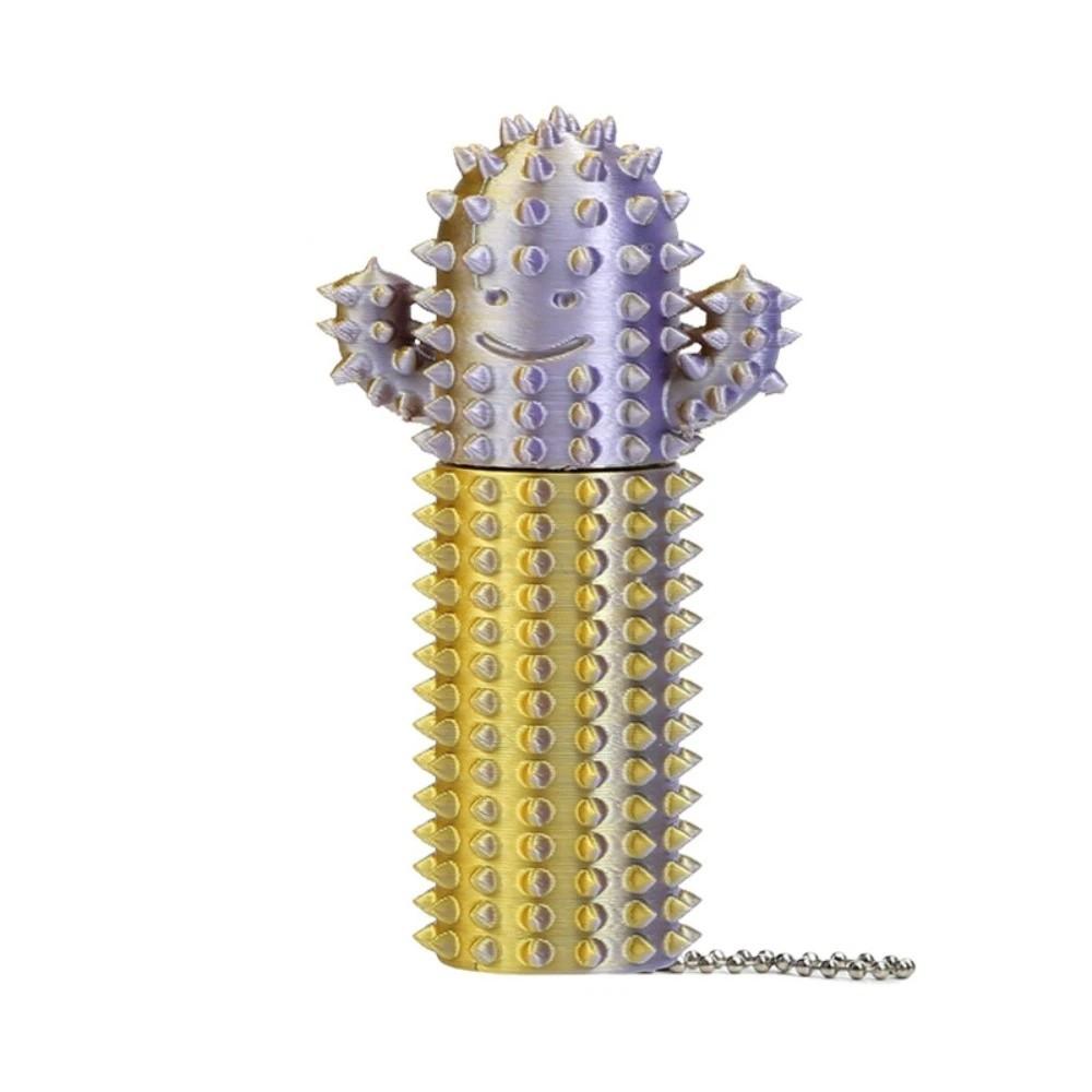 Solid Structure Cactus Keychain Spiky Surface Desktop Ornament Stress Relief Toy Office Desk Use