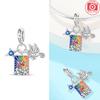 Colored Pendant Cross Dove Original Copper Heart Angel Blue Zircon Beads Fit Bracelet Jewelry Fine Day Gift Women Accessory