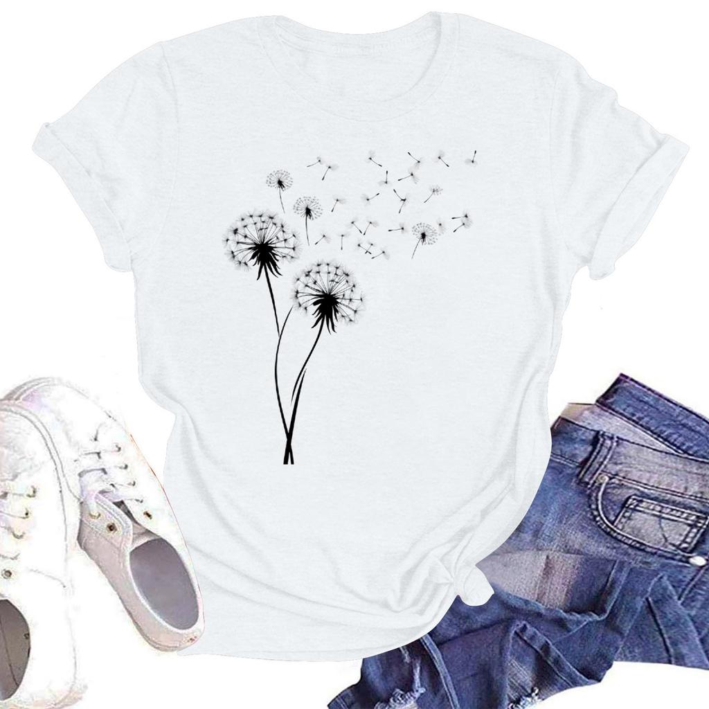 Женская повседневная свободная футболка с принтом, круглый вырез, пуловер, короткий рукав, топ