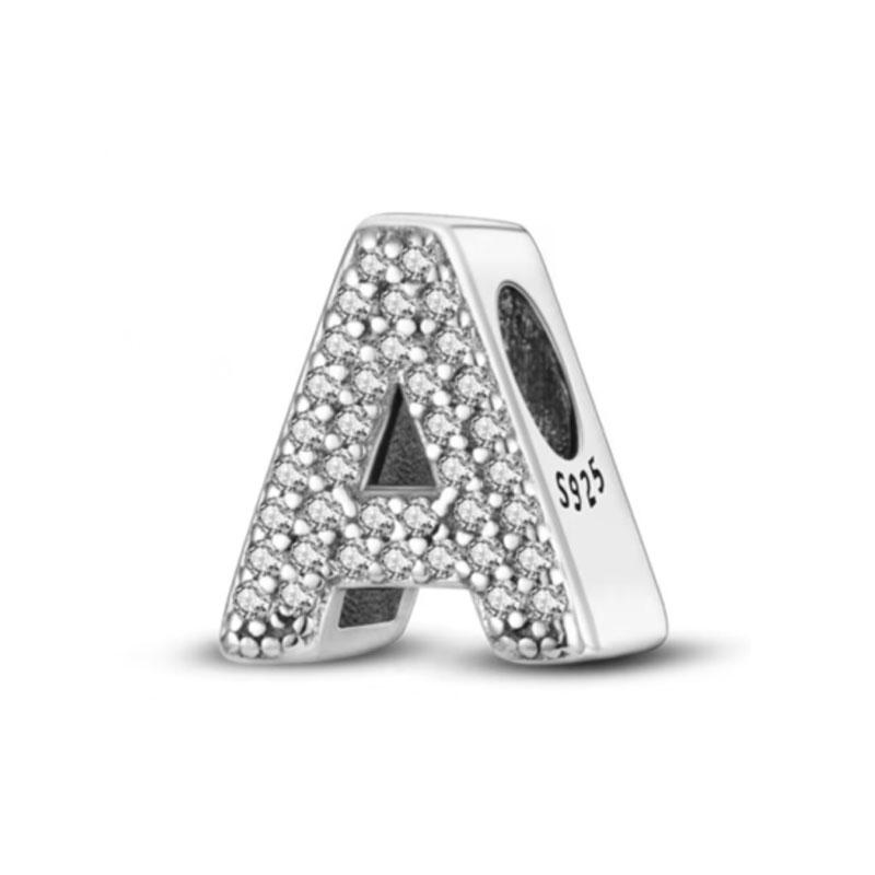 Классика медь Сверкающий циркон Английский алфавит Бусины-шармы Подвеска Шармы-бусины Совместимы с оригинальными браслетами Бижутерия Женский подарок