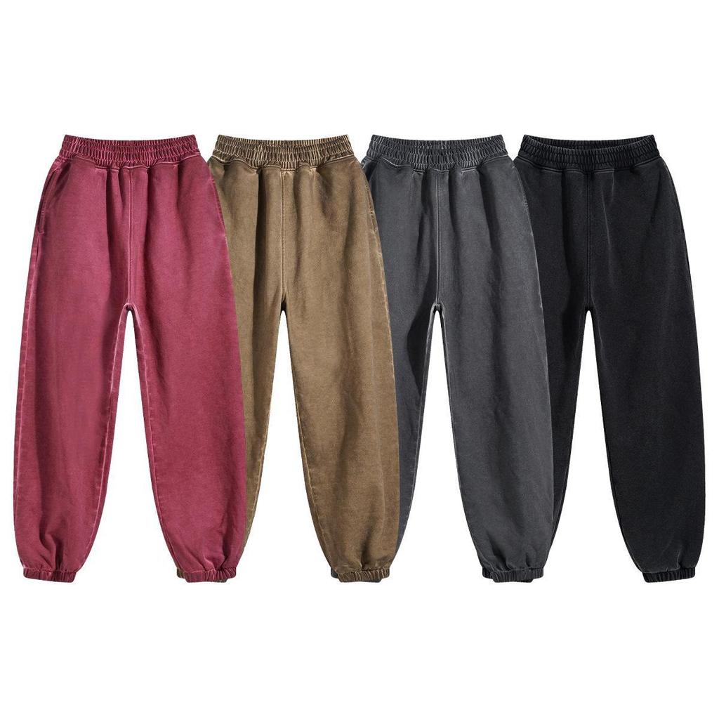 2024 Autumn American Men's Retro Casual Washed Dyed Loose Trousers - Trendy Sports Style