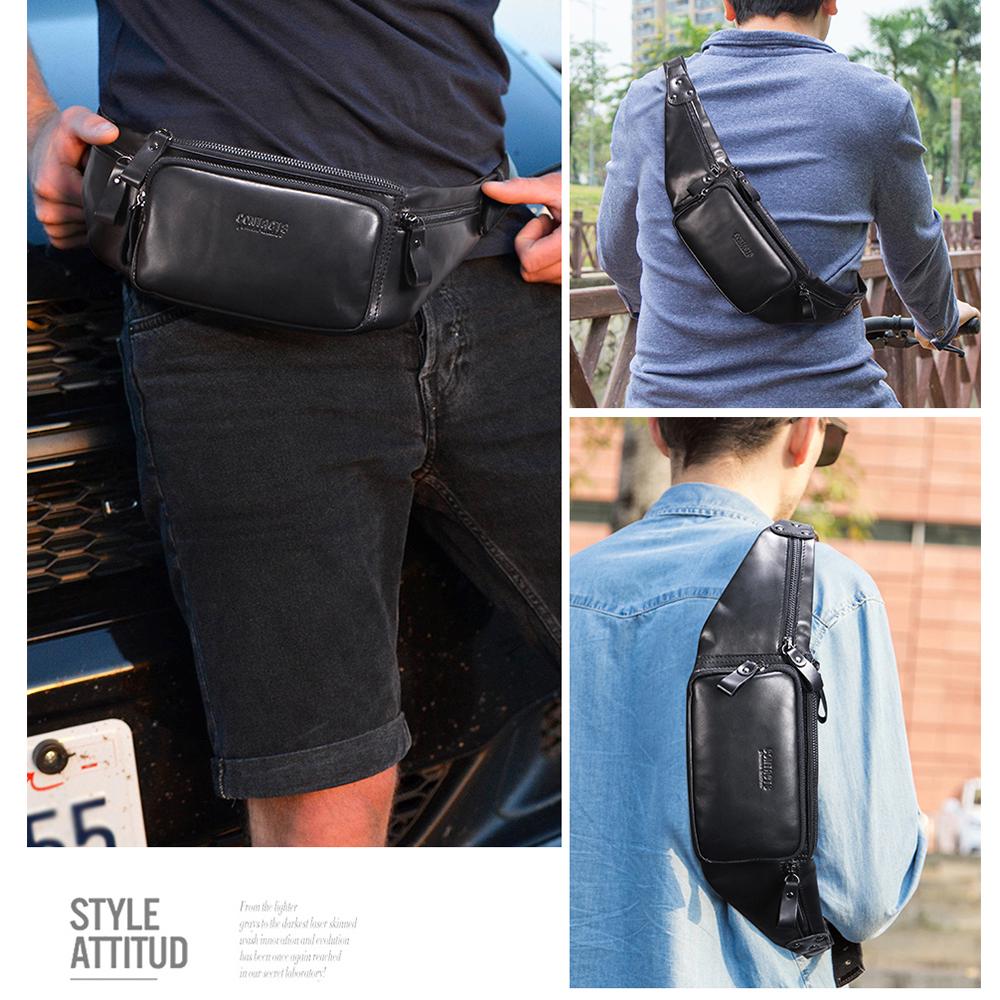 CONTACT'S мужская кожаная поясная сумка с отделениями для телефона и пластиковых карт