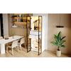 60*40*160cm Display Cabinet, Tempered Glass Door Tall Cabinet with LED, 2 Glass Shelves and 2 Drawers, Storage Showcase for Living Room