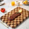 Утолщенная разделочная доска-шахматная доска из каучукового дерева с ручкой из нержавеющей стали
