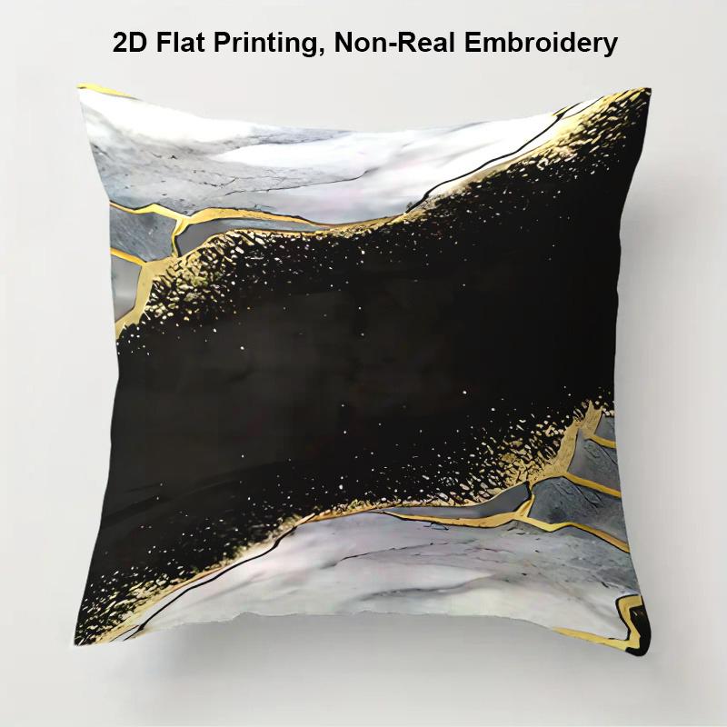 Abstract Blue and Gold Swirl Pattern Throw Pillow Cover for Modern Sofa Decor