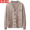 Hengyuanxiang Men's V-Neck Knit Cardigan