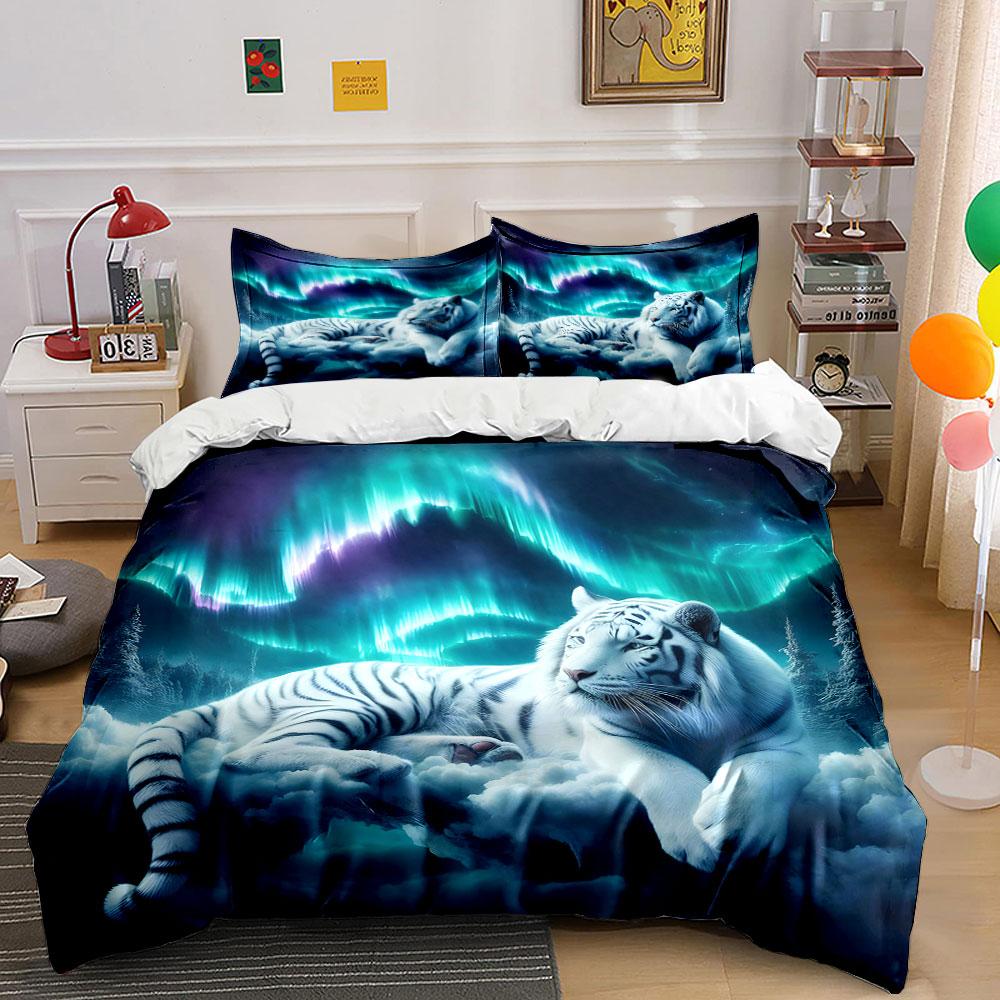 "Majestic tiger under auroras" Bedding sets Duvet covers Pillowcases(1* Duvet Cover 2* Pillowcases without duvet insert)