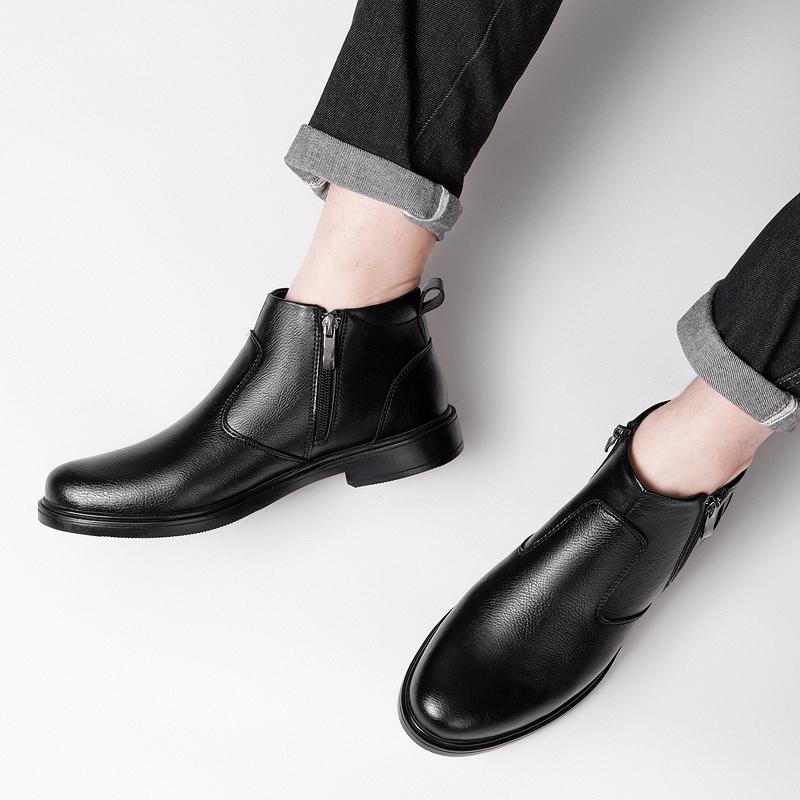 Модные мужские ботинки из натуральной кожи с боковой молнией, стильные повседневные ботильоны, мужские удобные челси слипоны, трендовая зимняя обувь