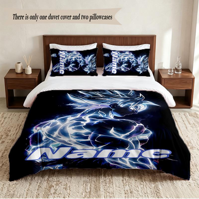 Dragon Ball Personalized Custom Name 3‑Piece Bedding Set Soft Duvet Cover Set For Bedroom Home Decor