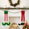 Christmas Stripes Red Elf Legs Hanging Tree Decoration Car Legs Decorative Fireplace Christmas Party Decorations