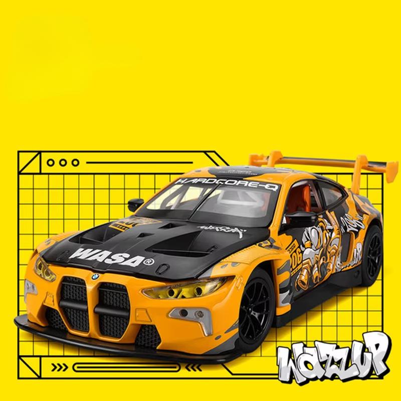 Совместный выпуск 1/24 масштаба BMW M4 GT3 сплава спортивная модель автомобиля литой металл трек гоночный автомобиль модель звук свет детский подарок
