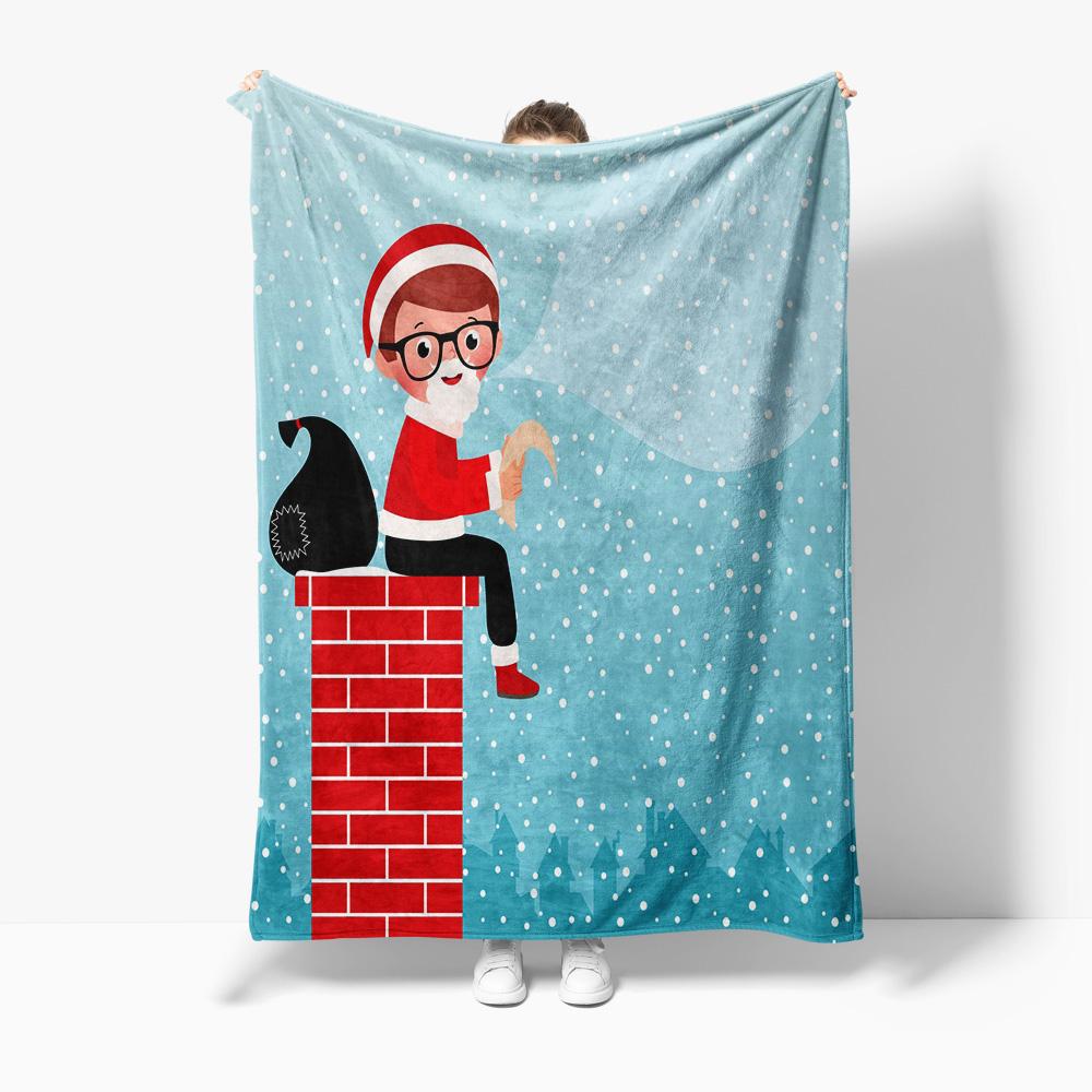 Christmas Santa Claus Blanket Flannel Throw Cozy Warm Holiday Home Decor Gift Festive Dorm Room Decoration